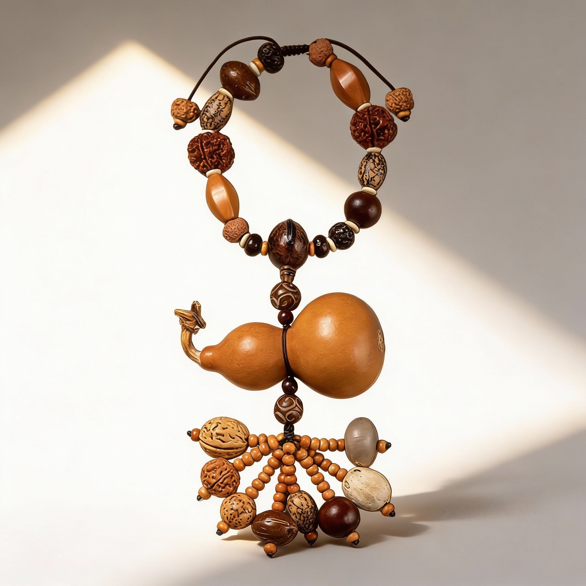 Peace & Mindfulness | Natural Old Gourd Eighteen-bead Bodhi Pendant