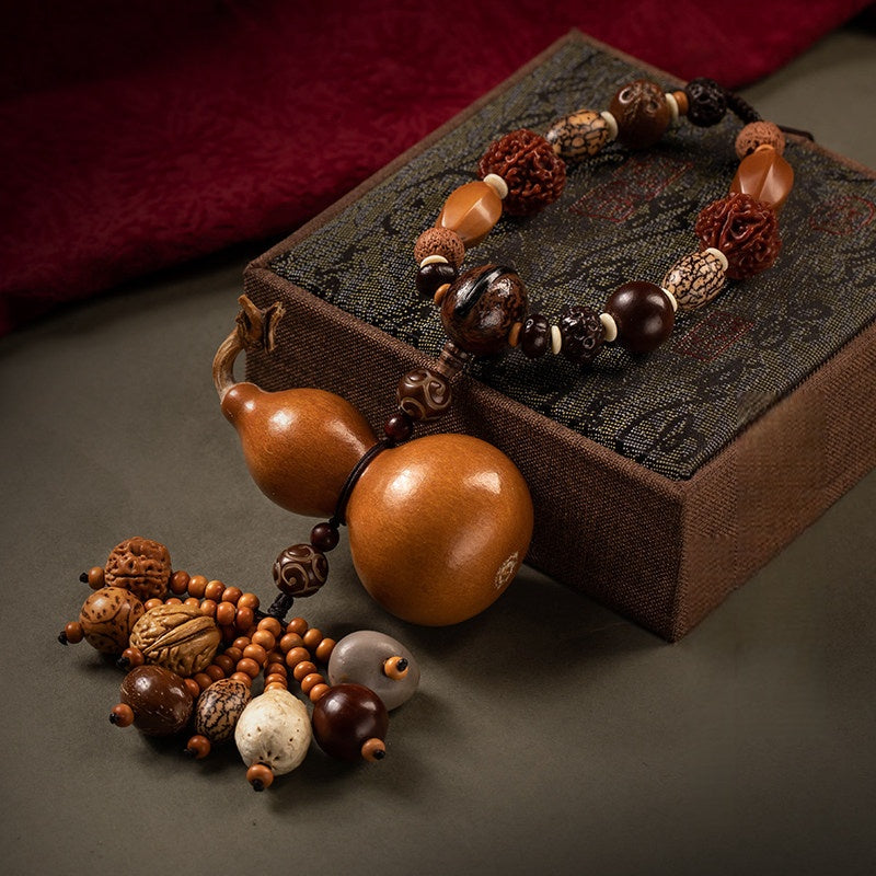 Peace & Mindfulness | Natural Old Gourd Eighteen-bead Bodhi Pendant